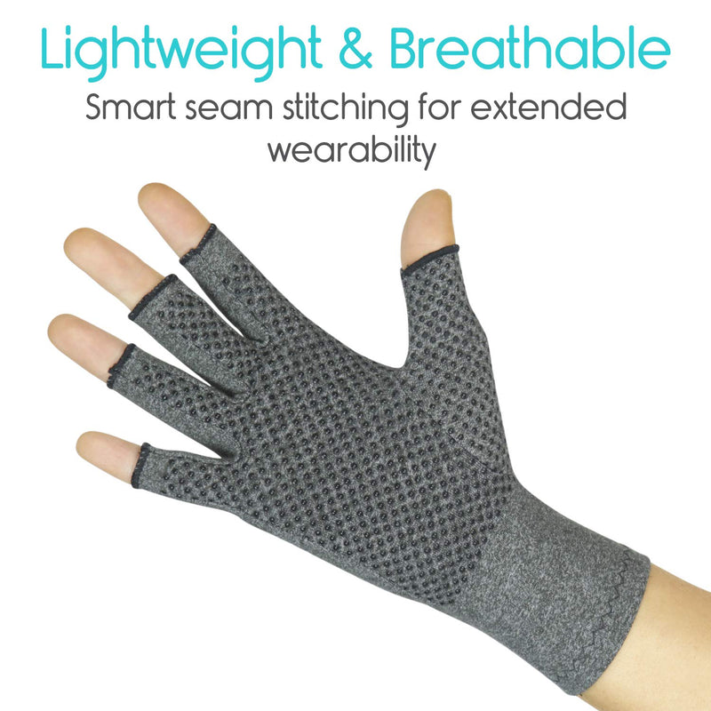 Vive Arthritis Gloves with Grips - Men & Women Textured Fingerless Compression - Open Finger Hand Gloves for Rheumatoid and Osteoarthritis - Arthritic Joint Pain Relief (Large) L - NewNest Australia