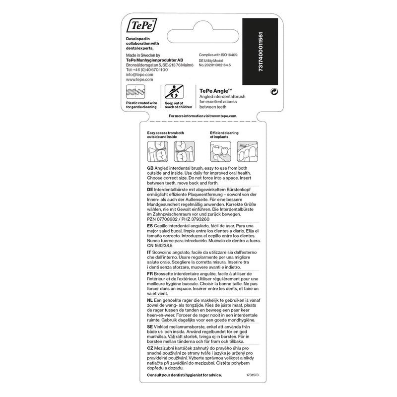 TePe Angle Blue Interdental Brushes (0.6mm - Size 3) / Easy and simple interspace cleaning with long handle and angled neck / 2 x 6 brushes Blue (0.6mm) - NewNest Australia