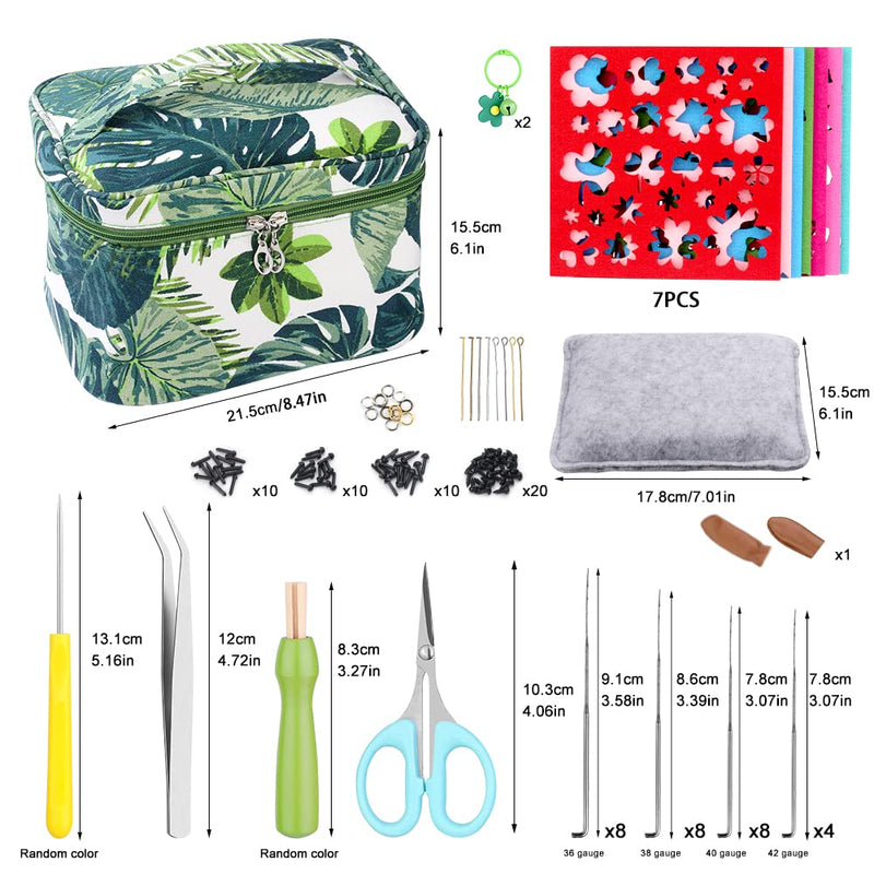 Needle Felting Kit with Exquisite Green Storage Bag, Wool Roving 50 Colors Set, Needle Felting Starter Kit, Needle Wool Felting Tools Kit, Wool Felt Tools for Felted Animal Needle Felting Supplies Medium - NewNest Australia