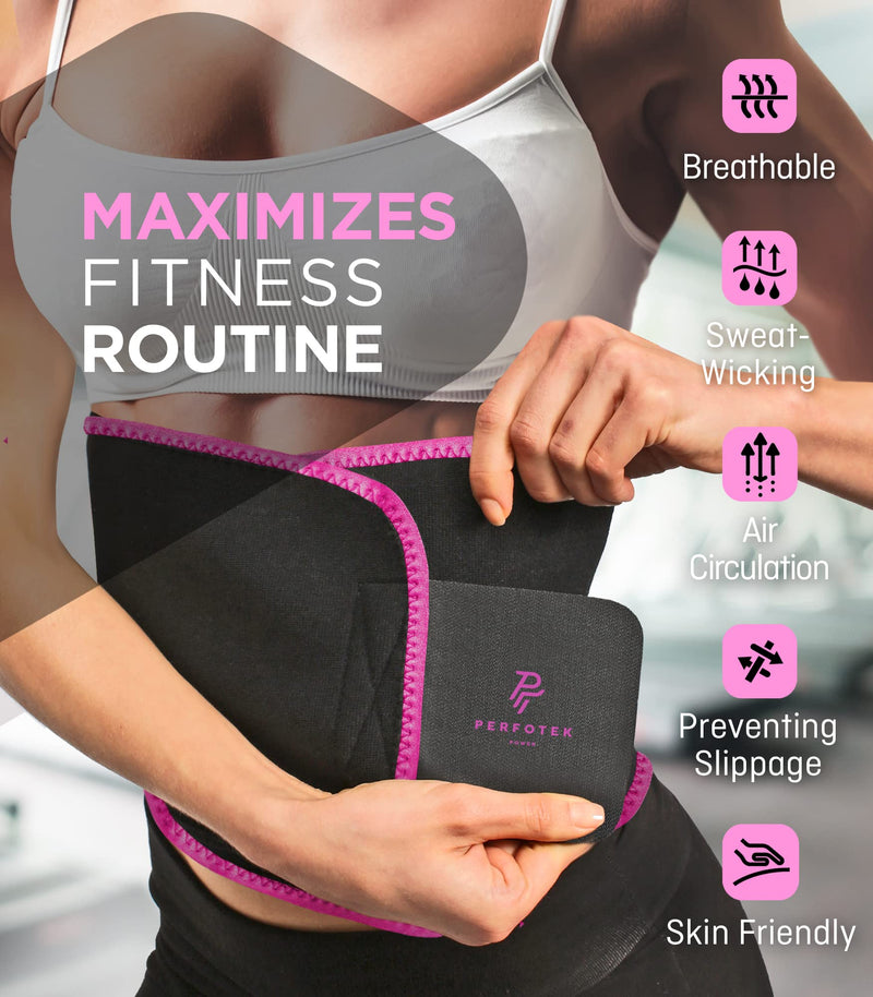 Perfotek Waist Trimmer Belt for Women Waist Trainer Sauna Belt Tummy Toner Low Back and Lumbar Support with Sauna Suit Effect Pink - NewNest Australia