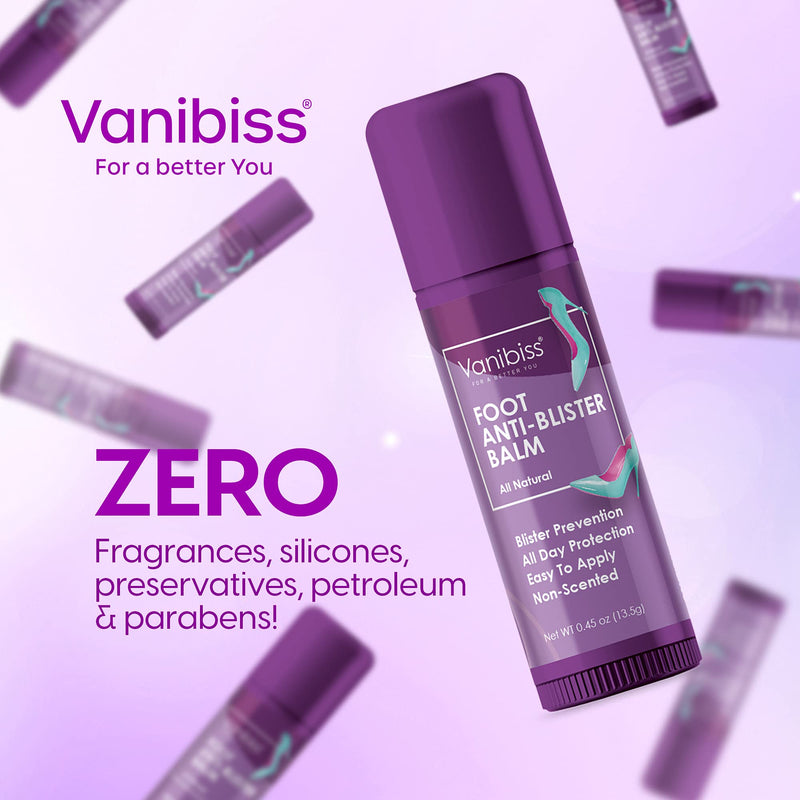 Vanibiss Foot Anti Blister Balm - Foot Blister Prevention - Anti Friction Balm Stick - Foot Chafing Relief - Heel Blister Blocker - Prevent Shoe Strap Friction - Natural Foot Care (0.45oz) - NewNest Australia