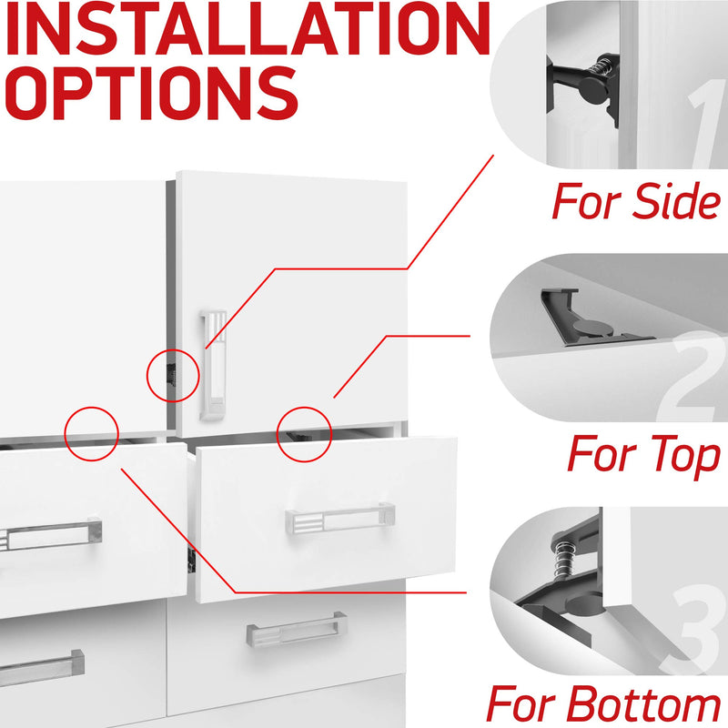 Upgraded Cabinet Locks Child Safety Latches 10 Pack - Invisible Adhesive Baby Proofing Drawer Locks - Works with Most Cabinets and Drawers - No Drilling Installation - (Black) Black - NewNest Australia