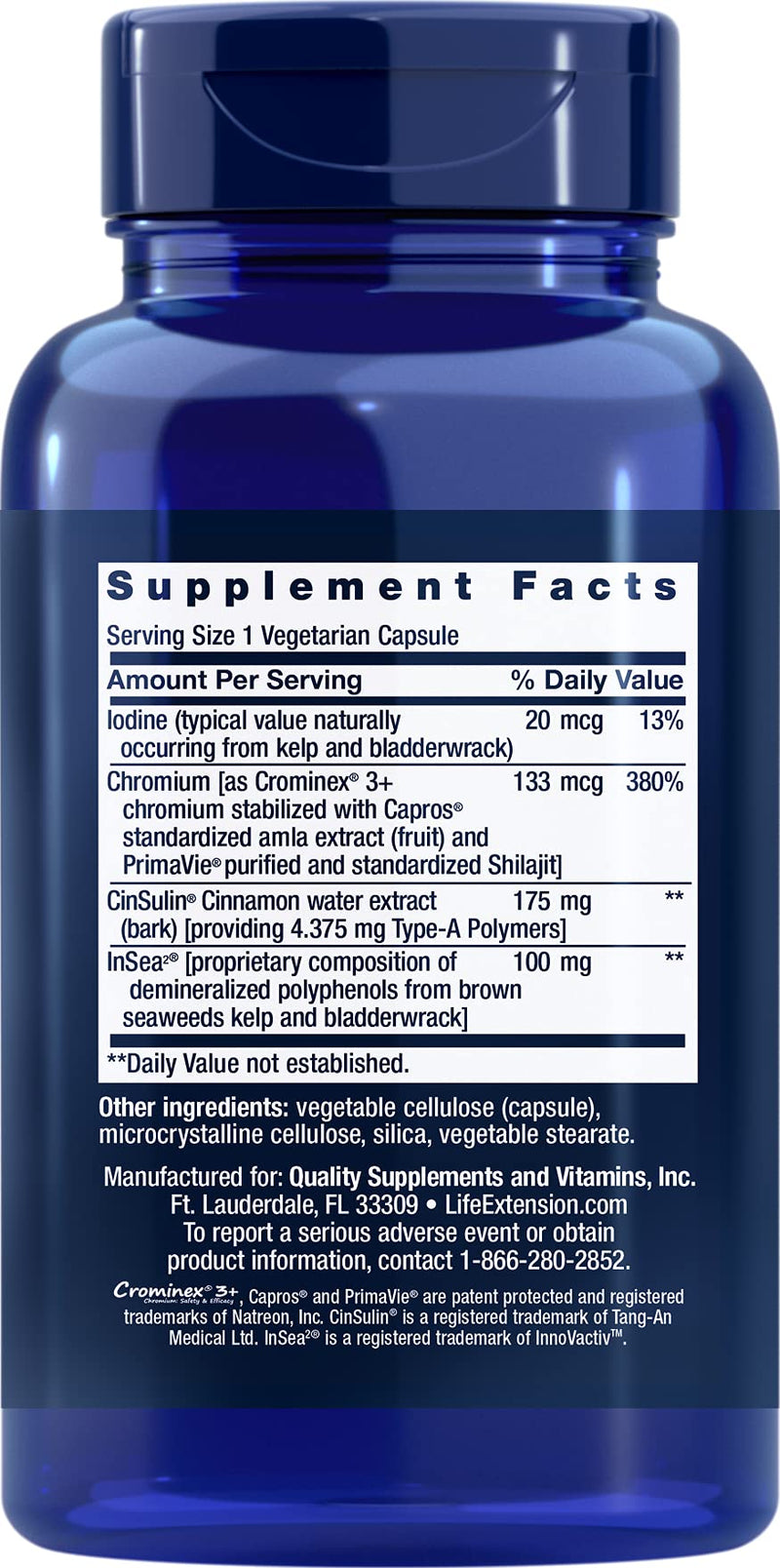Life Extension CinSulin with InSea2 and Crominex 3+ – Non-GMO – 90 Vegetarian Capsules - NewNest Australia
