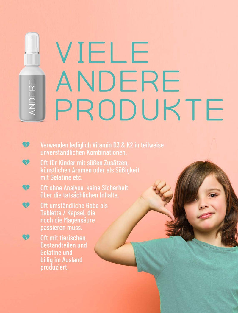 Little Wow Vitamin D3 K2 Spray + Vitamin A for Children Vegan I Immune System Vitamins for Children 180 sprays for up to 6 months I 500 IU vitamin D3 & 11.25 µg vitamin K2 per spray - NewNest Australia
