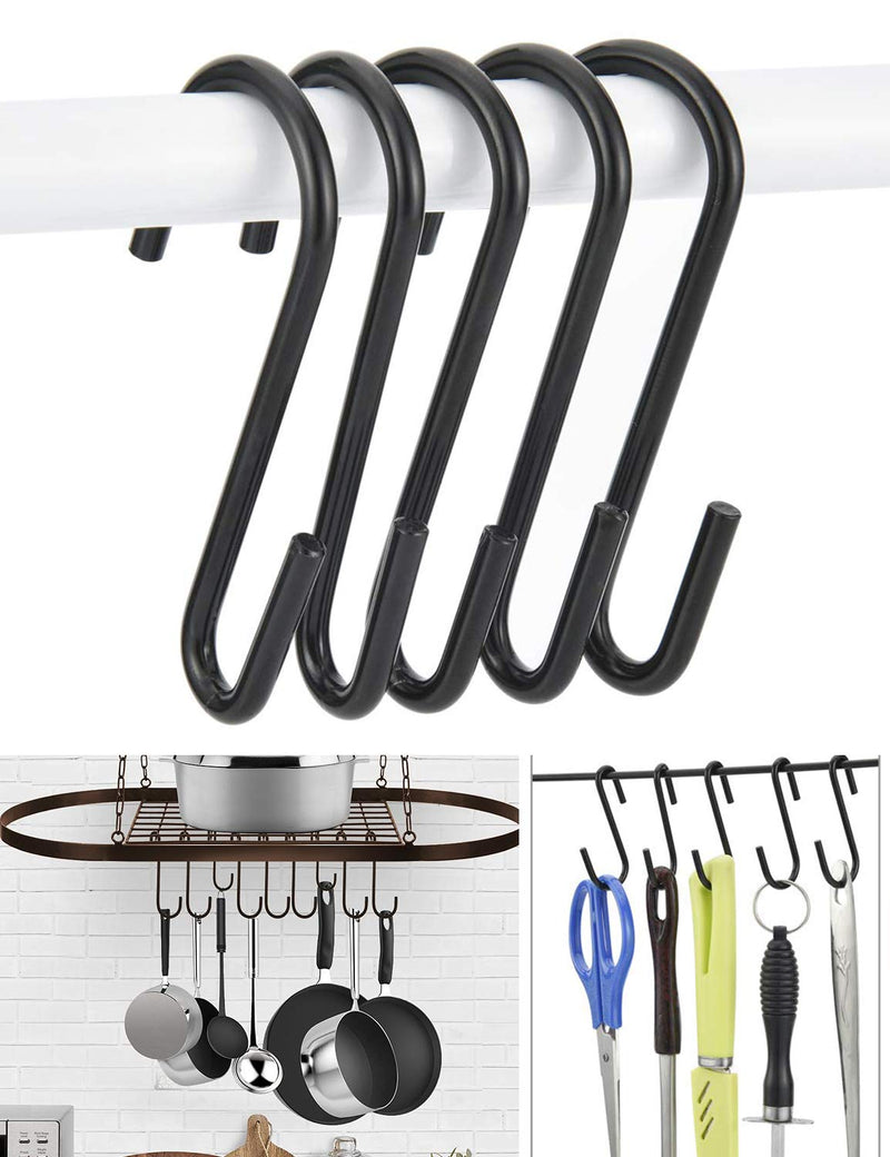 NewNest Australia - 12 Pack 2.4" Heavy Duty (22lbs Max) S Shaped Hooks Hanging Hangers Hooks for Kitchen, Bathroom, Bedroom and Office(Pan,Pot,Coat,Bag,Plants)(Black) 2.4"(6cm) Black 