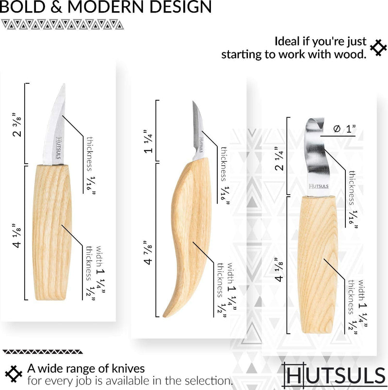 Hutsuls Wood Whittling Kit for Beginners - Razor Sharp Wood Carving Knife Set in Beautifully Designed Gift Box, Whittling Knife for Kids and Adults (8 Pieces) - NewNest Australia