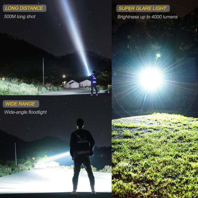 USB Rechargeable LED Flashlight DARKBEAM T002 Super bright XHP50 3000 Lumen Flash Light Lights Tactical Handheld Zoomable for Hiking, Biking, Outdoor Activity Patrol, Home, Emergency - NewNest Australia