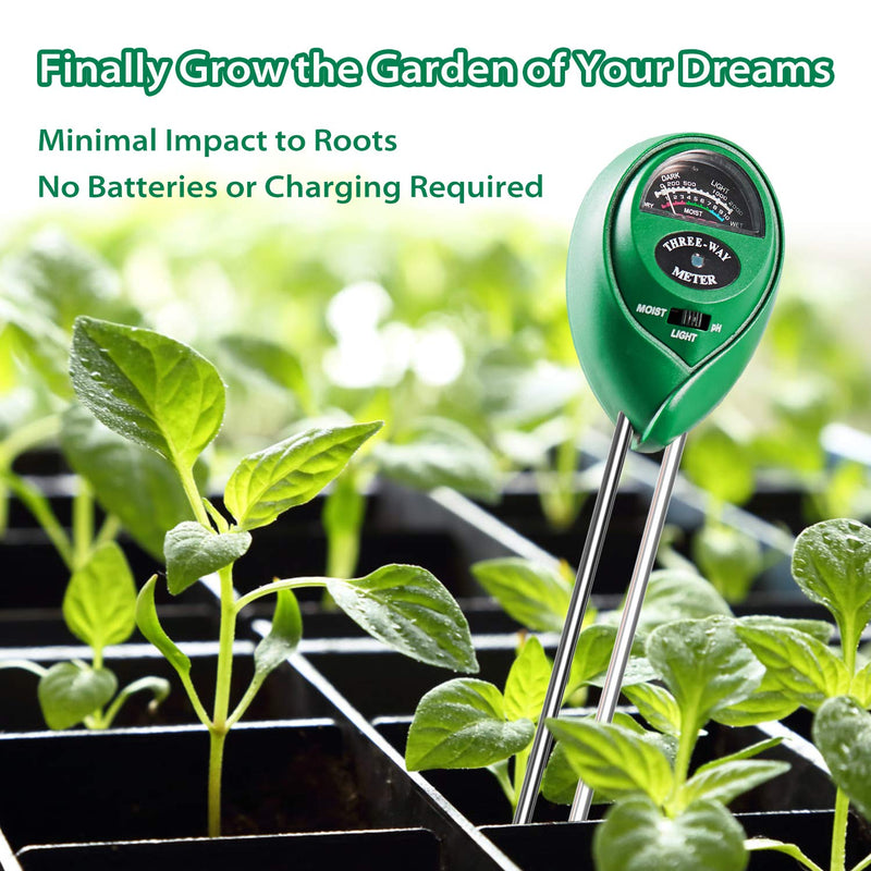 Dr.meter Soil Moisture Meter, Sunlight PH Acidity 3-in-1 Soil Tester Kit for Garden Farm Lawn Planter (No Battery Needed) (VD-1) - NewNest Australia