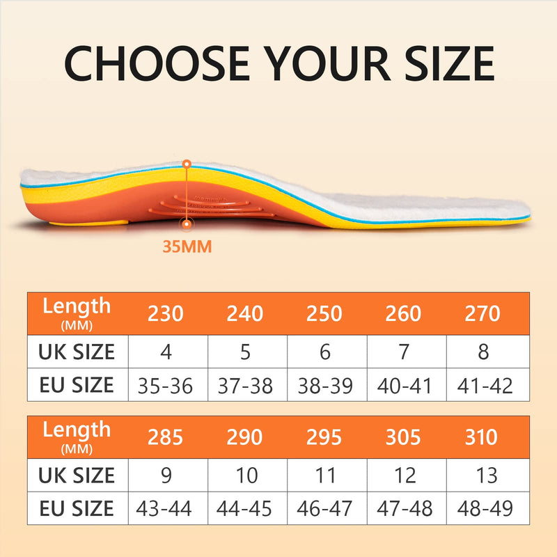 PCSsole Winter Wool Arch Support Orthopedic Insoles Warm Flat Feet Insole for Work Shoes, Shoe Inserts for Flat Feet, Plantar Fasciitis, Heel Spurs for Men and Women Men(6.5-7)260mm - NewNest Australia