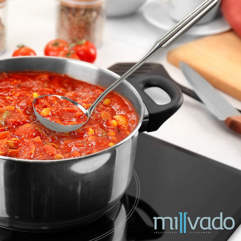 Millvado Soup Ladle Stainless Steel: 4-Oz Soup Ladles for Serving - Ladel Stainless - Laddel for Soup, Sauce, Punch, Etc - Metal Gravy Ladle - Stainless Steel Ladle - Sauce Spoon - 4 Ounce Ladel Spoon - NewNest Australia