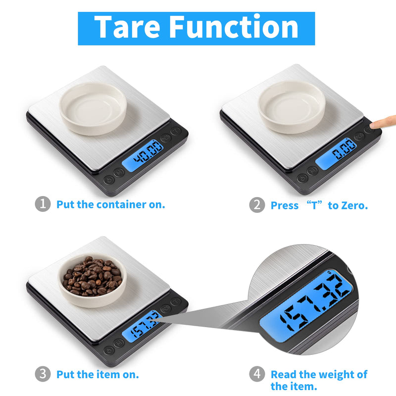 Gram Scale Small Digital Mini Scale for Ounces, 500g x 0.01g Accuracy, Kitchen Scale for Baking,Jewelry, Herbs, Seasoning,9 Units Conversion,Tare Function,2 Trays Included,5 Years Warranty,Black Black - NewNest Australia