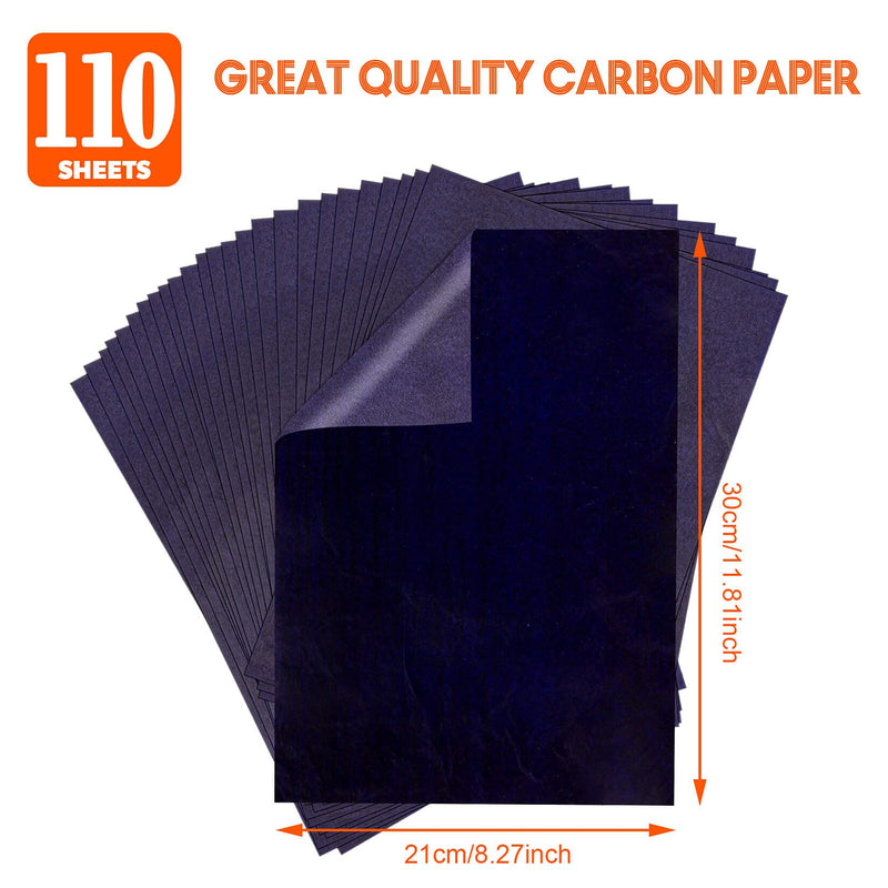 Blue Carbon Paper for Tracing Graphite Transfer-Paper - PSLER 110 Pcs Graphite Paper for Tracing Drawing Patterns on Wood Projects Canvas Fabric Artist Lettering Sketch Drawing A4 Size 8.5 X 11 Inch 110PCS Blue - NewNest Australia