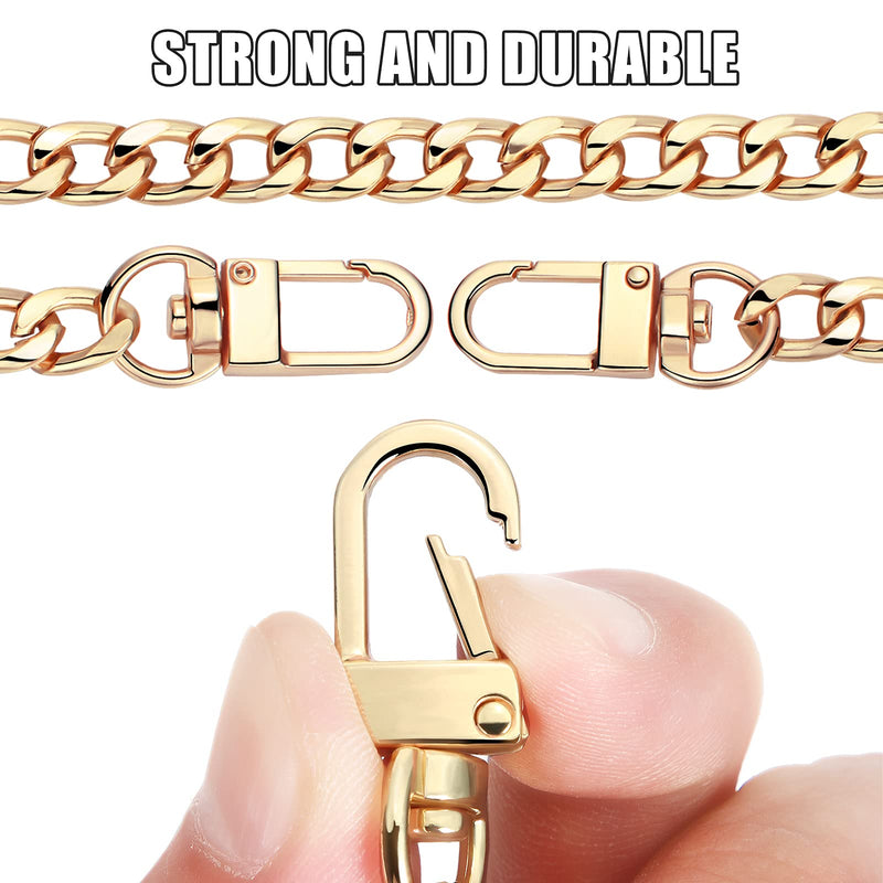 4 Pieces Purse Chain Strap DIY Flat Chain Strap Purse Strap Extender Handle Bag Accessories Charms Decoration for Purse Handbags Shoulder Bag (Gold, 7.9 Inch) Gold - NewNest Australia