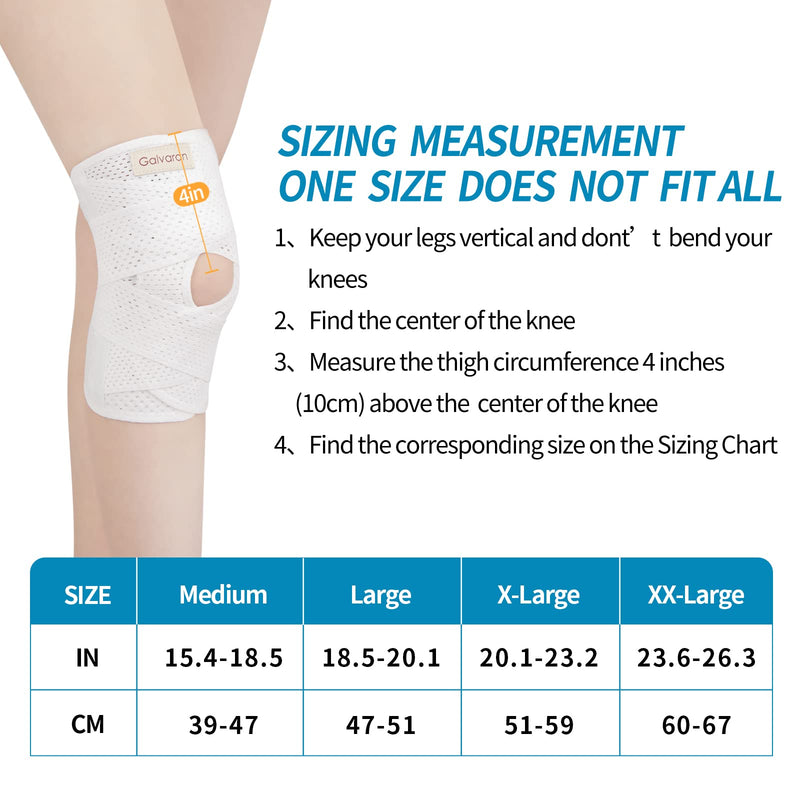 Galvaran Knee Brace with Side Stabilizers for Meniscal Tear Knee Pain ACL MCL Arthritis Injuries Recovery, Breathable Adjustable Knee Support for Men and Women Large White - NewNest Australia