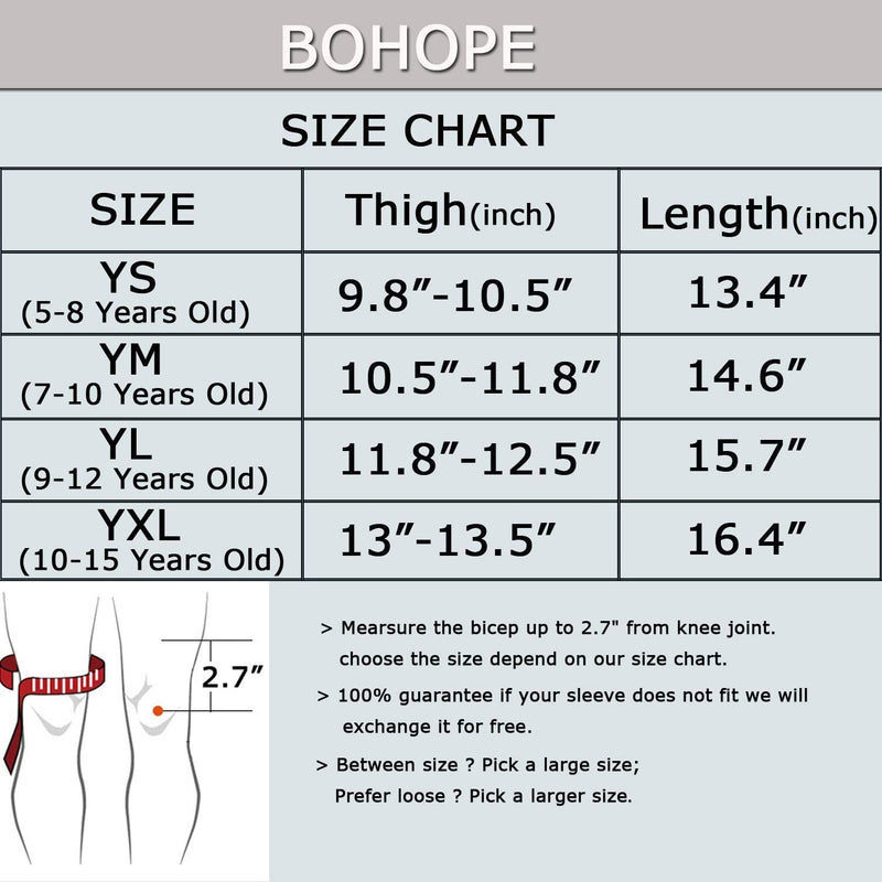 Bohope Kids Youth 5-15 Years Padded Arm Knee Sleeve Compression Leg Protective Padded Knee Black YXL(Suits for:11-15 Years Old) - NewNest Australia
