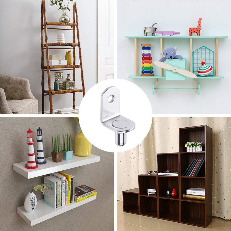 40 Pcs Shelf Support Pegs,1/4 Inch Shelf Bracket Pegs with Hole,Nickel Plated L-Shaped Clips for Kitchen & Bookcase Shelf Cabinet Furniture Closet Shelf Pins Support - NewNest Australia