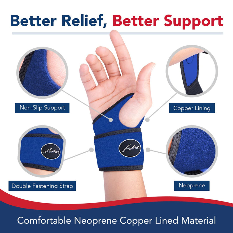Doctor Developed Comfy,Lightweight,Wrist Support-Strap-Brace-Hand Support, Perfect fit for both Right and Left Hand, for Men and Women by Dr Arthritis - Single (Blue) Blue - NewNest Australia