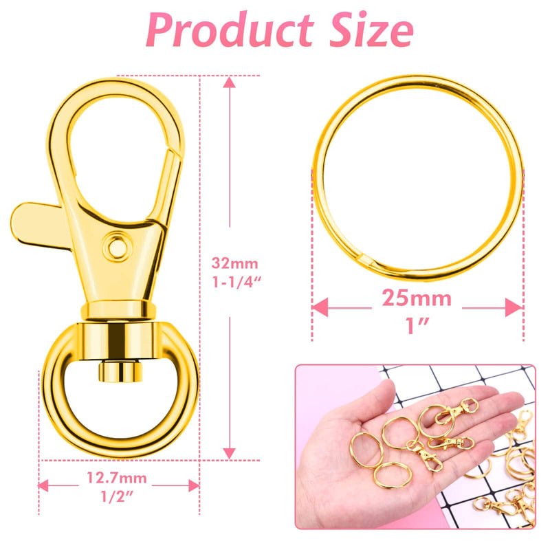Gold Keychain Rings for Craft, Paxcoo 100pcs Keychain Hardware Kit Includes 50Pcs Key Chain Hooks and 50pcs Key Rings, Bulk Keychain Making Supplies for Resin Craft, Acrylic Blanks Gold - NewNest Australia