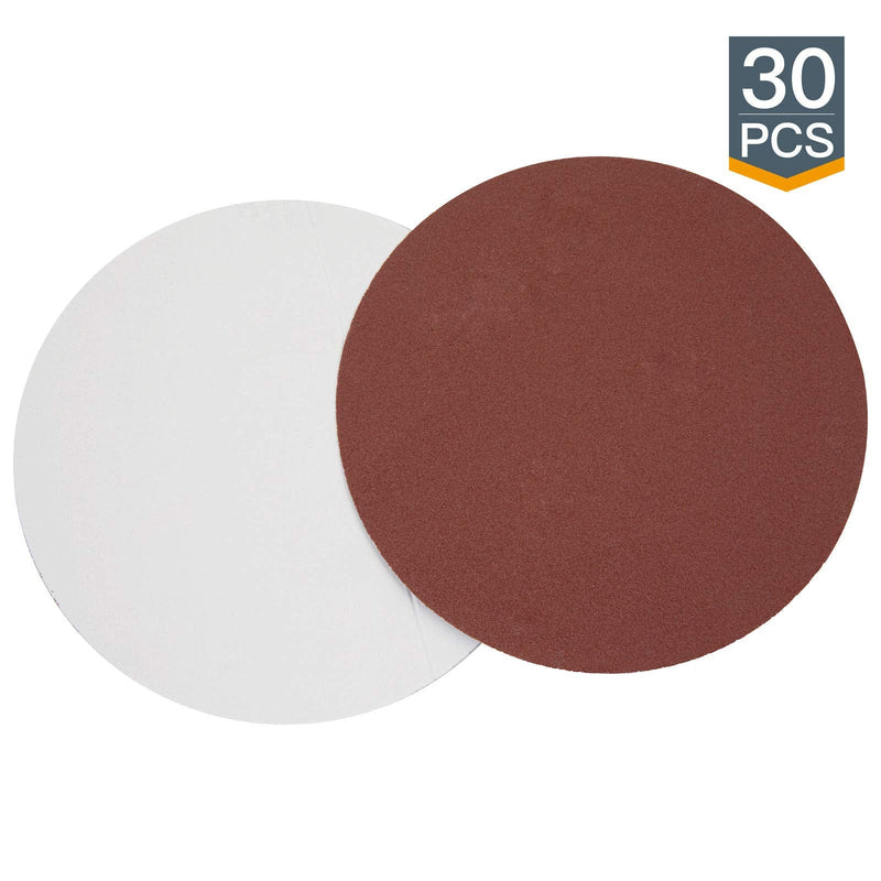 POWERTEC 110541 8-Inch PSA Aluminum Oxide Adhesive Sanding Disc w/Assorted Grits for Automotive and Woodworking, Assorted Grits 60/80/100/120/180/240-30 Pack - NewNest Australia