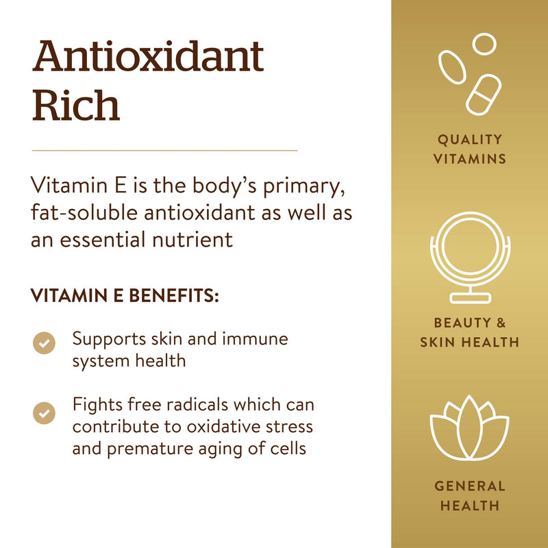 Solgar Vitamin E 670 mg 1000 IU Mixed Softgels Natural Antioxidant Skin Immune System Support NaturallySourced Vitamin E Gluten Free Dairy Free Servings, 180 Count 180 Count (Pack of 1) - NewNest Australia