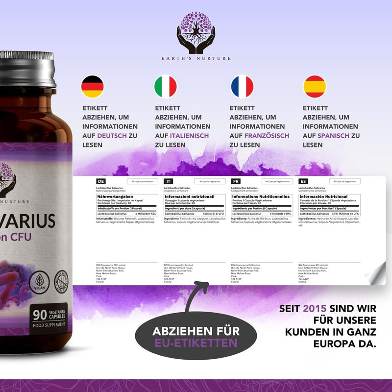 En Lactobacillus Salivarius Probiotic | 90 High-Dose Lactobacillus Salivarius Capsules - 5 Billion Kbu L Salivarius Probiotics Per Capsule | Gmo, Gluten & Allergen Free | Made In Uk - NewNest Australia