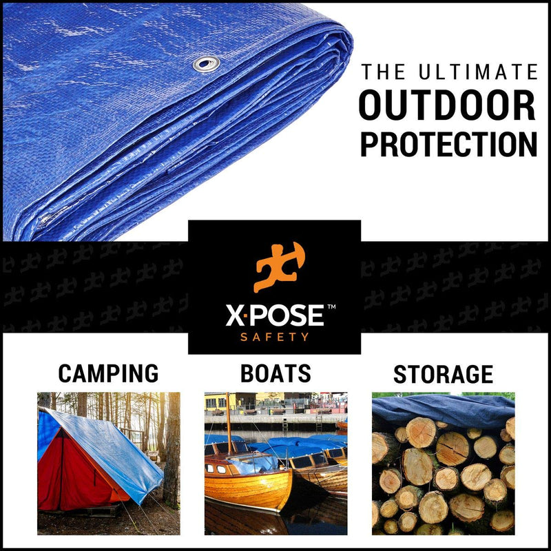 Better Blue Poly Tarp 5' x 7' - Multipurpose Protective Cover - Lightweight, Durable, Waterproof, Weather Proof - 5 Mil Thick Polyethylene - by Xpose Safety - NewNest Australia