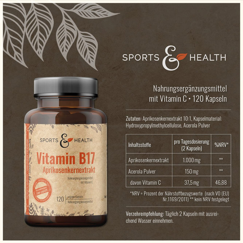 Apricot Kernels 120 Capsules - Apricot Kernel Extract With Vitamin C From The Acerola Cherry - Vitamin B17 - Apricot Kernel Extract With Vitamin C - Ground Apricot Kernels - Amygdalin From Apricot Kernels - NewNest Australia