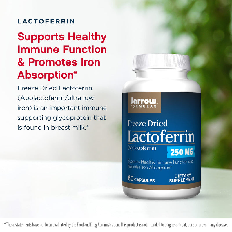 Jarrow Formulas Lactoferrin 250 mg - 60 Capsules - Immune-Supporting Glycoprotein - Support Healthy Immune Function & Iron Absorption - Freeze Dried - 60 Servings - NewNest Australia