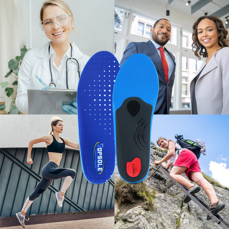 TOPSOLE Orthotic Insoles for Plantar Fasciitis, Flat Feet Metatarsalgia Insoles,Heel Spur Shoe Inserts, Work Boot Shoe Insoles Shock Absorbing Comfort Sports Running Arch Support Insoles for Men Women UK-5-24cm Bule - NewNest Australia
