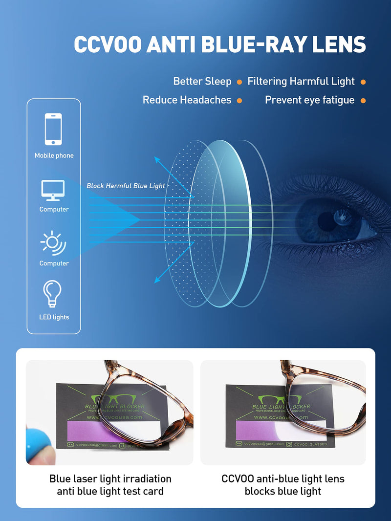 CCVOO 6 Pack Blue Light Blocking Reading Glasses, Anti Headache/Glare/Eye Strain Readers Computer Eyeglasses Women/Men (6 Pack Mix, 0.0) 6 Pack Mix 0.0 x - NewNest Australia