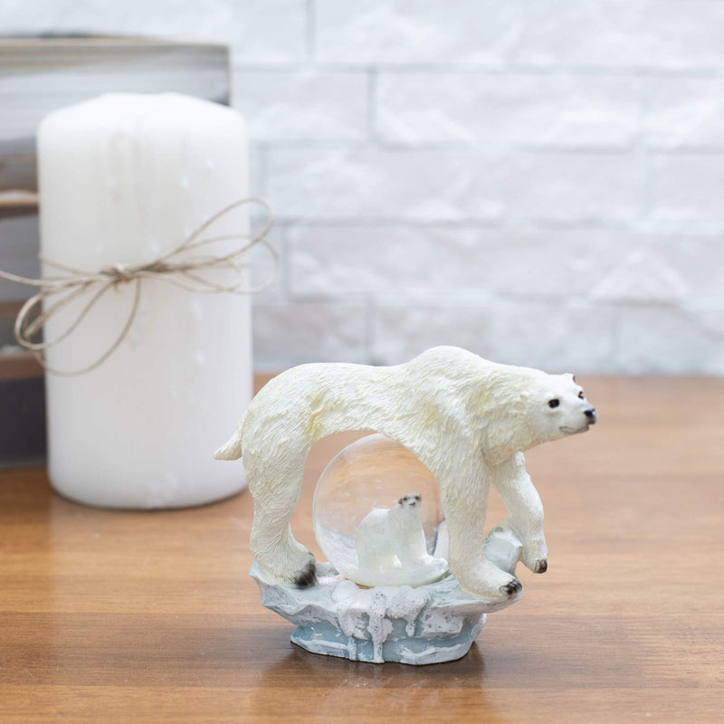 NewNest Australia - Elanze Designs White Polar Bear Figurine 45MM Glitter Water Globe Decoration 