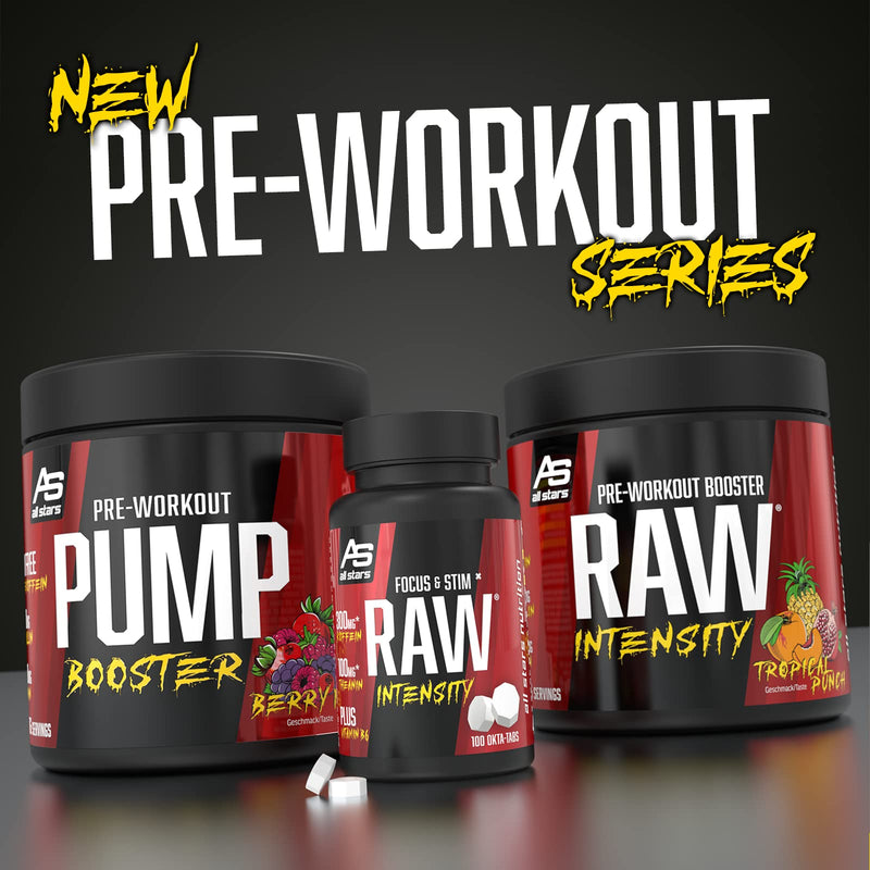All Stars Raw Intensity Pre Workout Booster Fruit Punch I Fitness Powder With Amino Acids & Plant Extract I Energy Drink With Caffeine & Taurine I Shake Low Fat & Low Sugar - NewNest Australia