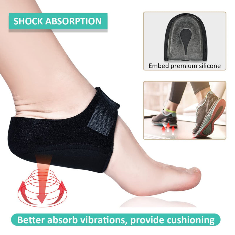 Heel Cups, Silicone Heel Protectors (4 PCS ) New Material, Heel Cushion Pads, Adjustable Breathable Gel Heel Cups for Plantar Fasciitis, Relieve Heel Pain for Men & Women (Black, Small Size) Black, Small Size - NewNest Australia