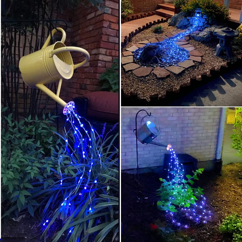 Soltuus Solar Powered Fairy String Lights Blue, Multi Strand Watering Can Light 180 LEDs Outdoor, Waterproof Waterfall Fairy Lights, Firefly Bunch Lights - NewNest Australia