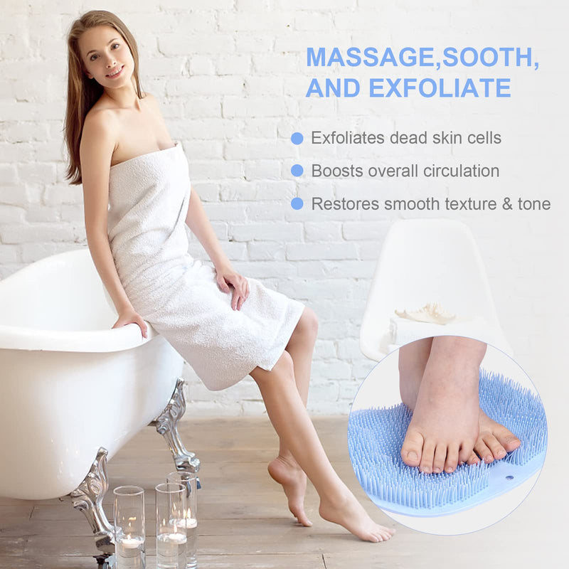 ACWOO Foot Scrubber for Shower, Foot Cleaner Massager Mat with Non-Slip Suction Cups, Shower & Bath Foot Scrubber Mat for Foot Care, Exfoliation, Spa, Foot Circulation & Reduces Foot Pain (Blue) Blue - NewNest Australia