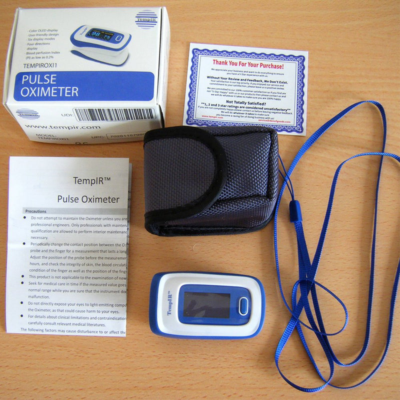 Finger Pulse Oximeter Deluxe Model Digital Blood Oxygen and Pulse Sensor Meter. TempIR Approved Supplier to The NHS. Alarm, SPO2,for Adults, Children - NewNest Australia