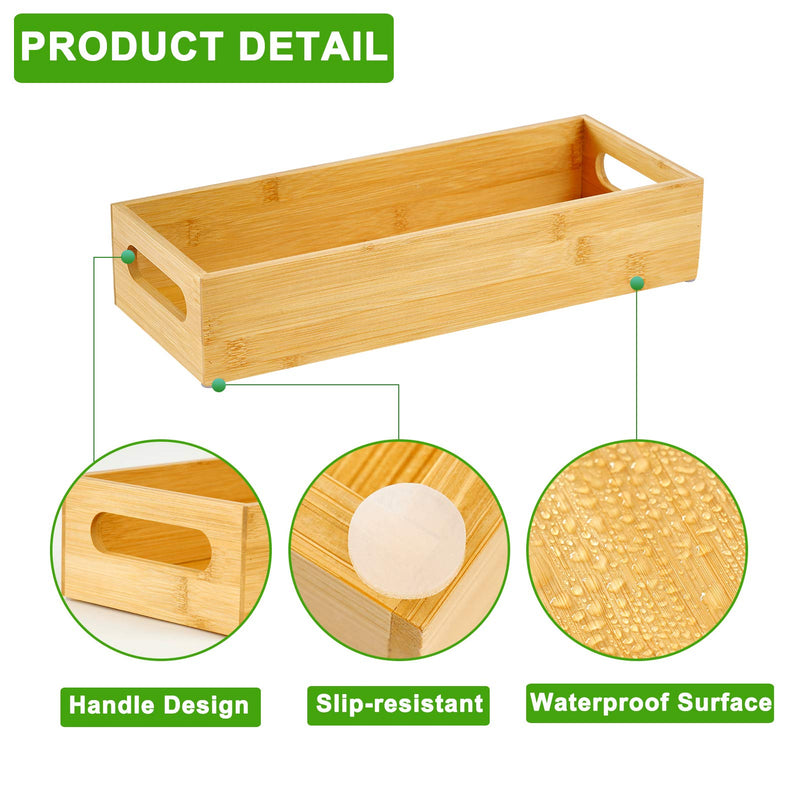 Vitviti Toilet Paper Storage, Bamboo Tray with Handles, Toilet Tissue Holder Organizer Box, for Bathroom/Toilet Tank/Kitchen Counter, Natural - NewNest Australia