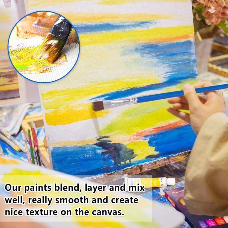 Acrylic Paint Set, Shuttle Art 16 x12ml Tubes Artist Quality Non Toxic Rich Pigments Colors Great for Kids Adults Professional Painting on Canvas Wood Clay Fabric Ceramic Crafts - NewNest Australia