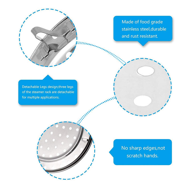 Turbokey 2 Pack 9-1/4" Pressure Cooker Canner Rack Stainless Steel Food Steamer Rack Cross Wire with 3 Short and 3 Tall Detachable Legs for Steamer Pot for Water Bath Canning (9.25"/235mm) Dia 9-1/4" 2-3/4" Height - NewNest Australia
