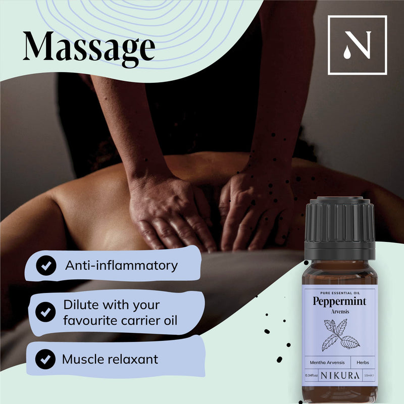 Nikura Peppermint (Arvensis) Essential Oil - 100ml | 100% Pure Natural Oils | Perfect for Hair Care, Spider Repellent, Energy Boost, Candle Making | Great for Skin, Headache Relief | Vegan & UK Made - NewNest Australia