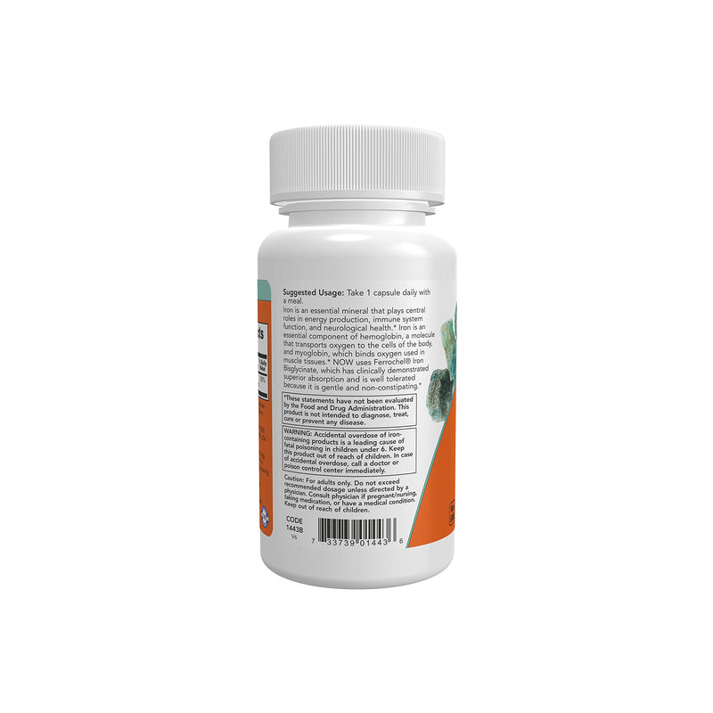 NOW Supplements, Iron 18 mg, Non-Constipating*, Essential Mineral, 120 Veg Capsules - NewNest Australia