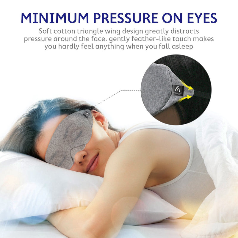 Mavogel Cotton Sleep Eye Mask - Updated Design Light Blocking Sleep Mask, Soft and Comfortable Night Eye Mask for Men Women, Eye Blinder for Travel/Sleeping/Shift Work, Includes Travel Pouch, Grey - NewNest Australia