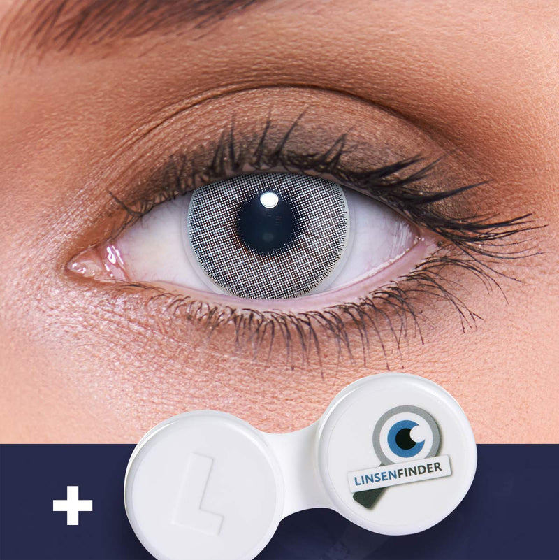 LENZOTICA Very strong, naturally opaque gray contact lenses colored NATURAL LIGHTGREY + container, 1 pair (2 pieces), DIA 14.00, without power, 0.00 diopters, 3 monthly lenses, without prescription, soft lens - NewNest Australia
