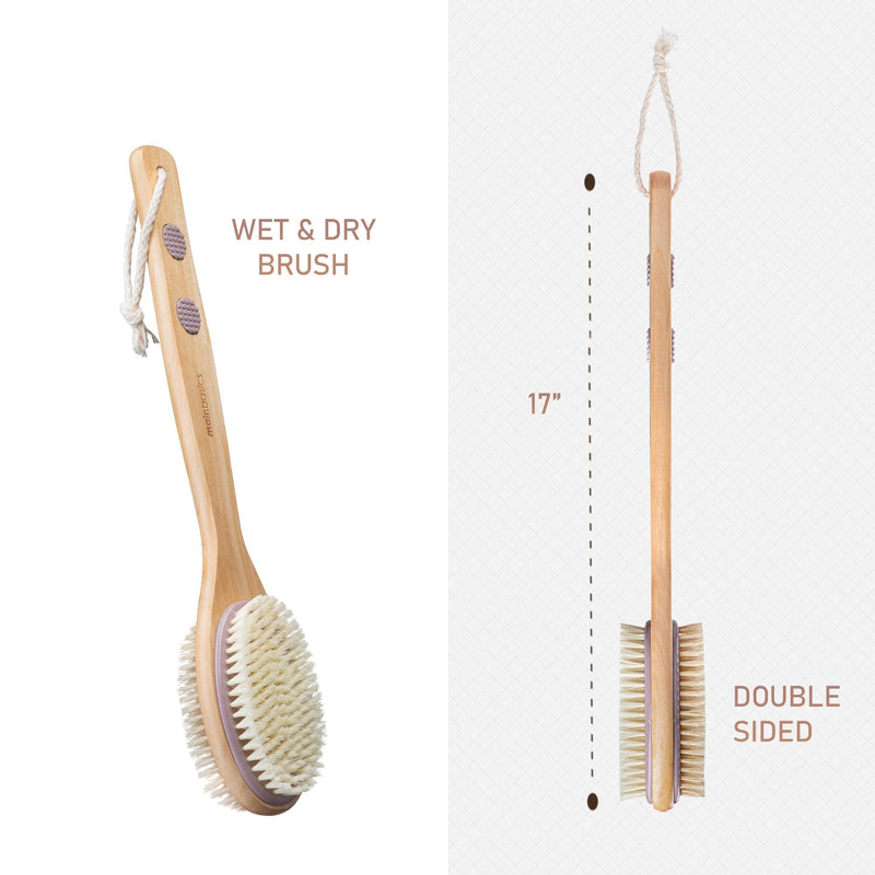 MainBasics Dual-Sided Long Handle Bath Shower Brush Back Scrubber Body Exfoliator Lavender - NewNest Australia