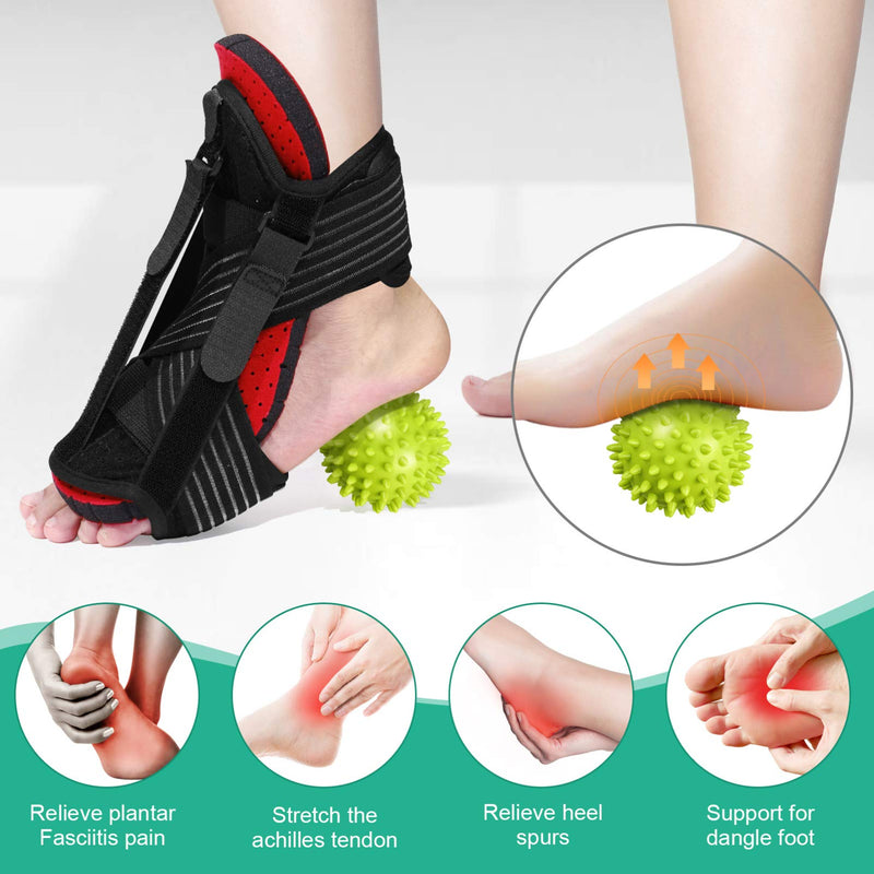 Healifty Plantar Fasciitis Night Splint Kit Adjustable Foot Drop Orthotic Brace with 2 Foot Pads 1 Massage Ball Foot Support Effective Relief from Plantar Tendonitis Pain Heel Arch Foot Pain - NewNest Australia