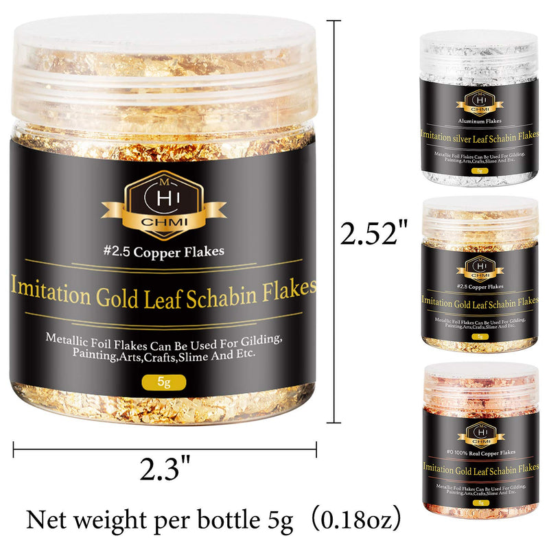 CHMI Gold Foil Flakes for Resin -15g, Jewelry Making, Imitation Gold Foil Flakes Metallic Leaf for Nails, Painting, Crafts, Slime and Resin Jewelry Making (Gold, Silver, Copper Colors) Multicolor - NewNest Australia