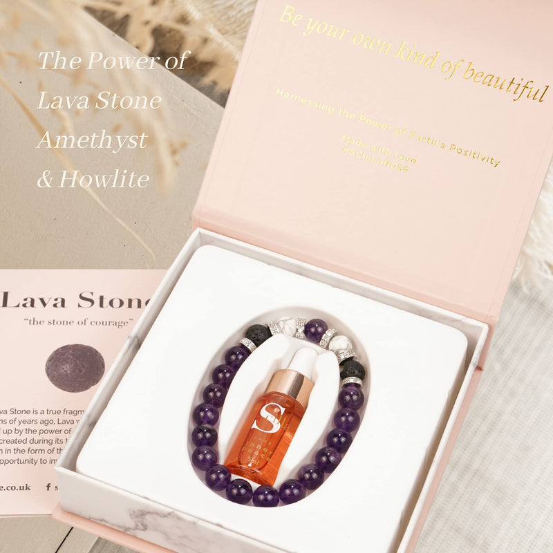 Anxiety Bracelet for Women- Amethyst Crystal Bracelet Aromatherapy Diffuser and Lavender Essential Oils Gift Set- Lava Rocks, Crystal Sleep Oil Diffusers Gifts for Women - NewNest Australia
