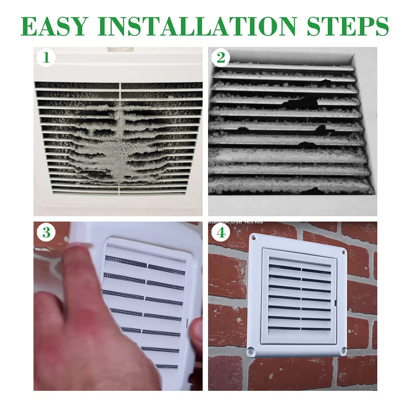 Funmit 4" Louvered Vent Cover Stops Birds Nesting for Outside Dryer Exhaust Air Vent Cover with 4 Screws for Easy Installation (White) 4" Dryer vent cover Outdoor - NewNest Australia
