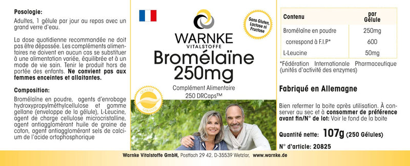Bromelain 250mg - high dose - 250 capsules - vegan - pineapple enzyme | Warnke vital substances - NewNest Australia