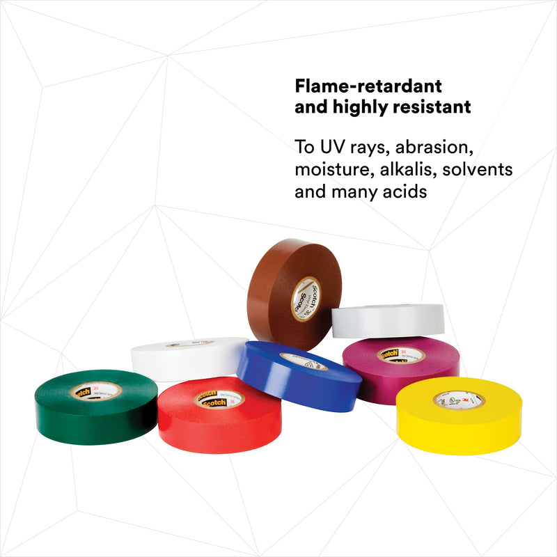 3M Scotch Vinyl Color Coding Electrical Tape 35, 1/2" x 20', Multi-Color - NewNest Australia